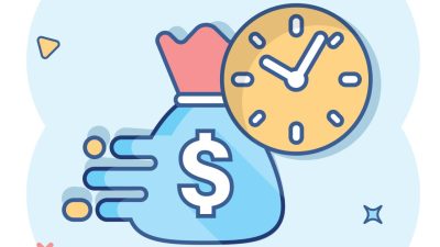 Vector cartoon business and finance management icon in comic style ...