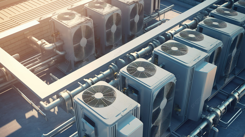 3d Illustration Air Conditioners Ventilators And Pipes Atop A Building ... 3d Illustration Air Conditioners Ventilators And Pipes Atop A Building ...